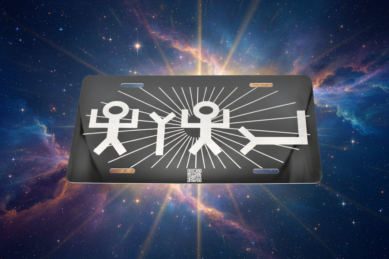 Pictographic Hebrew YHWH license plate with radiating starburst design