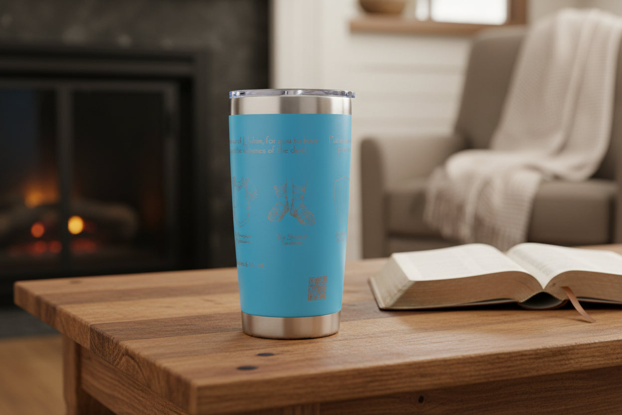 light blue full armour 20oz drink tumbler