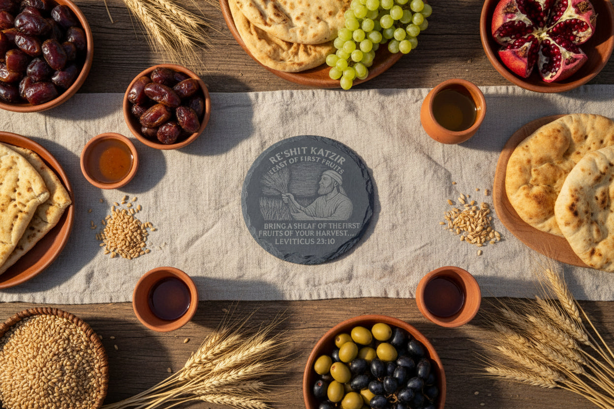 First Fruits slate coaster with Leviticus 23 scripture
