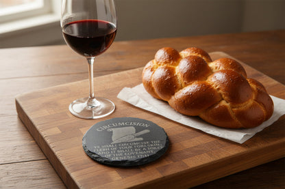 round circumcision covenant slate coaster 