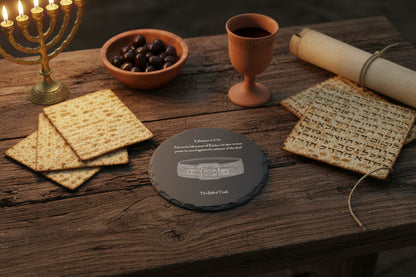 Round Full Armor belt of truth slate coaster