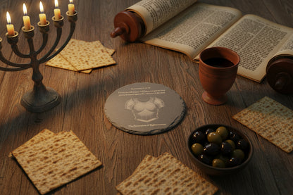 Round Full Armor breastplate of righteouness slate coaster