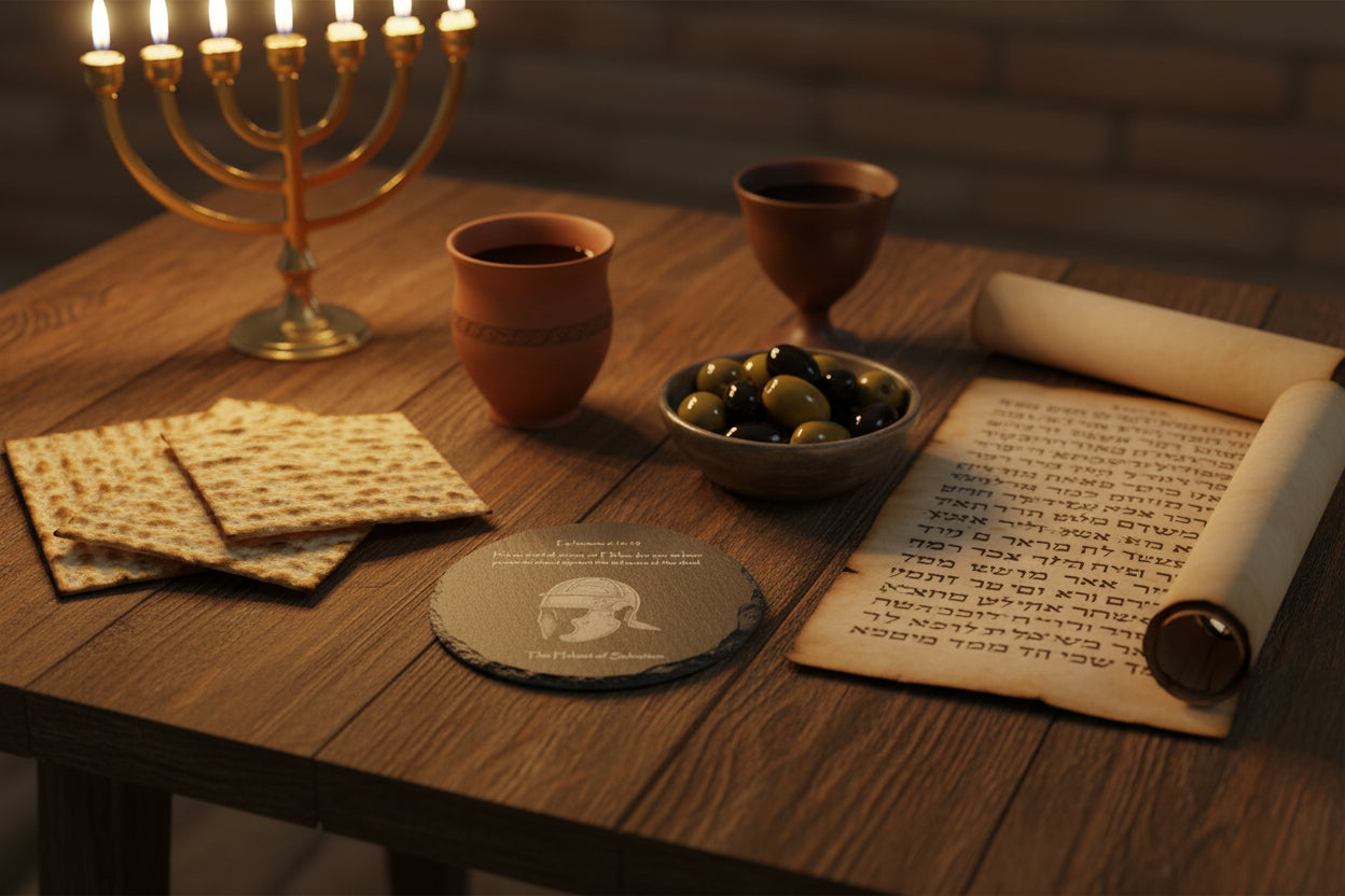 Round Full Armor helmet of salvation slate coaster