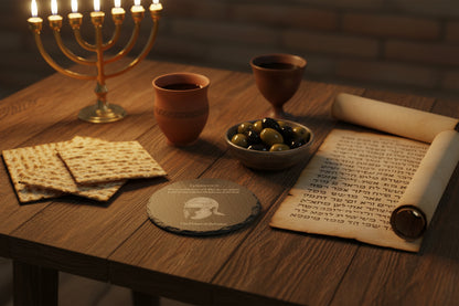 Round Full Armor helmet of salvation slate coaster