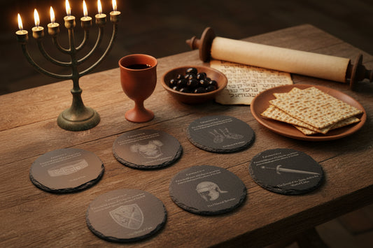Round full armor of od slate coaster gift set