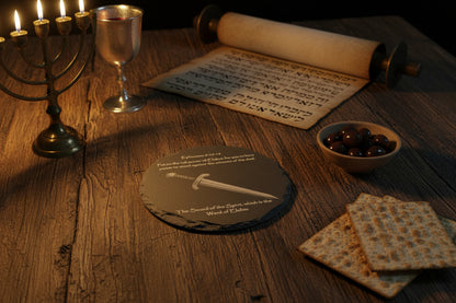 Round Full Armor sword of the spirit slate coaster