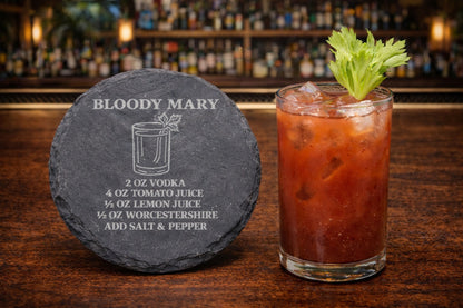 Engraved slate Bloody Mary vodka coaster