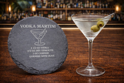 Engraved slate Vodka Martini vodka coaster