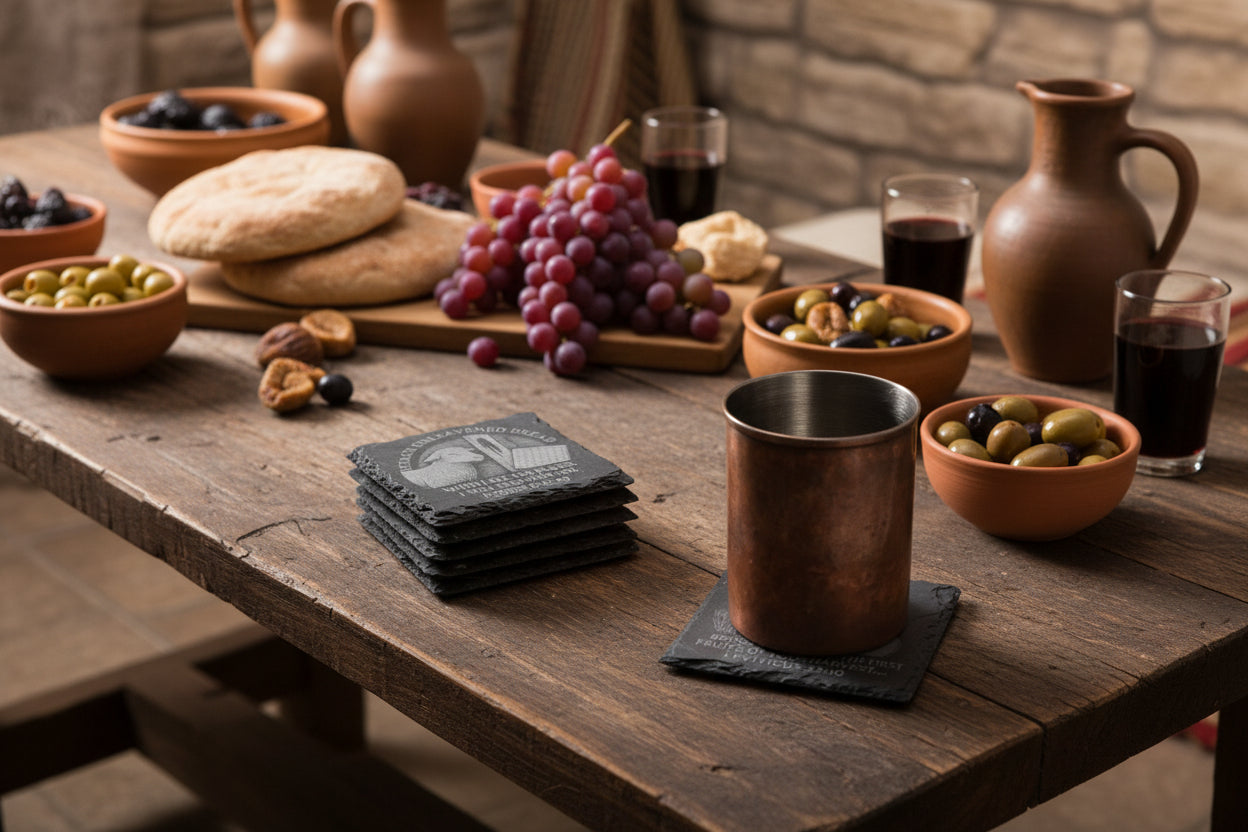 round biblical feast  slate coaster gift set