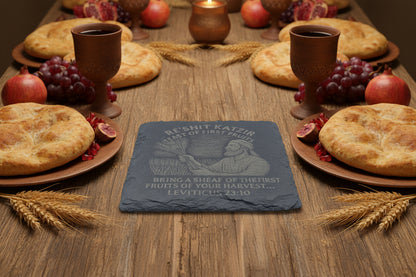 First Fruits slate coaster with Leviticus 23 scripture

