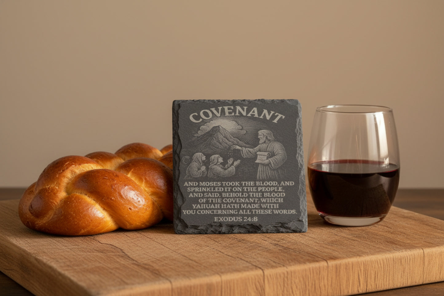 square blood covenant slate coaster 