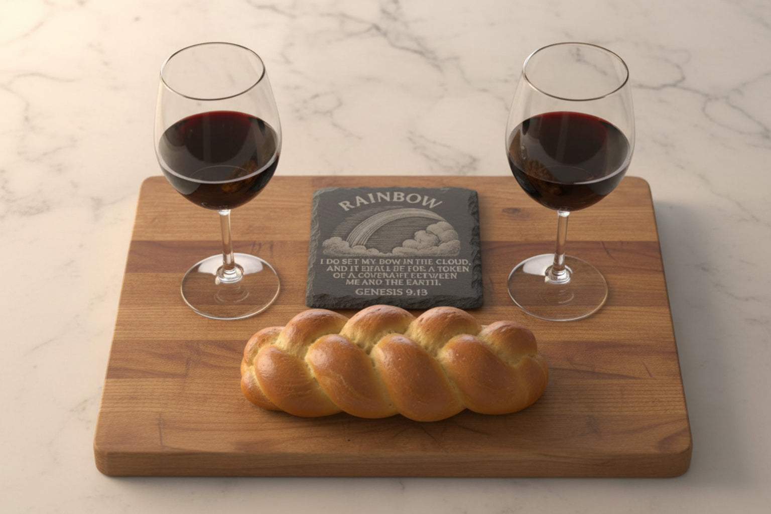 square rainbow covenant slate coaster 
