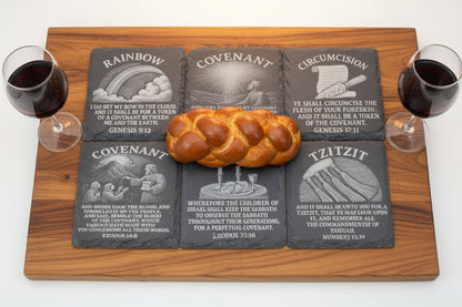 square covenant slate coaster gift set