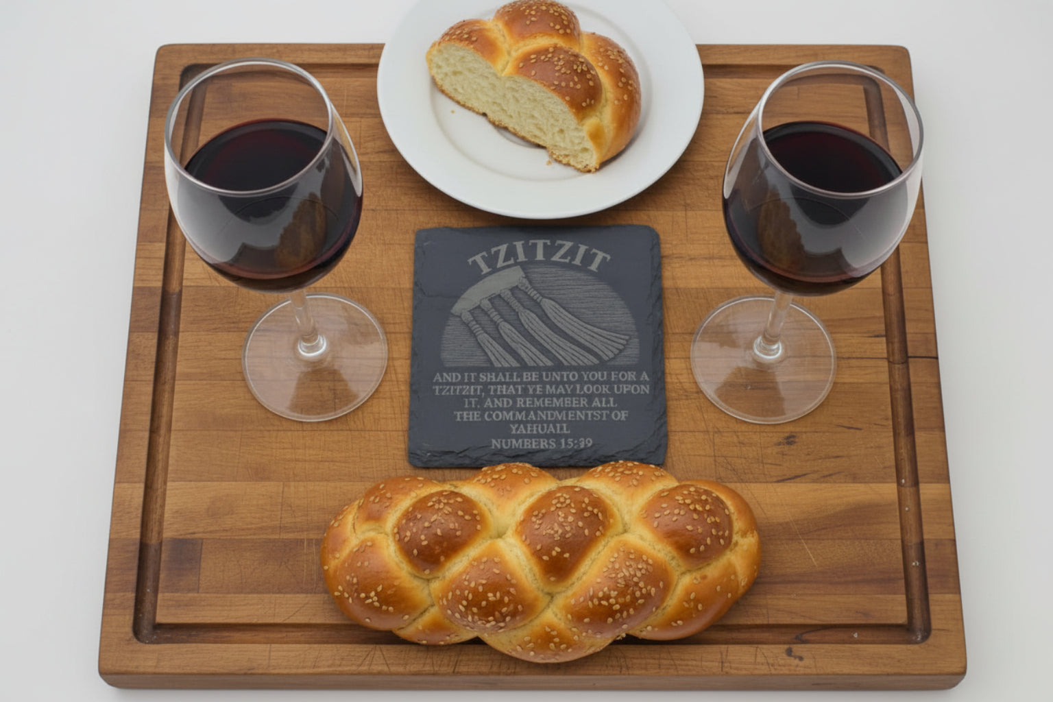 square tzitzit covenant slate coaster 