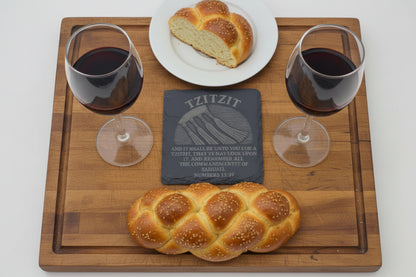 square tzitzit covenant slate coaster 