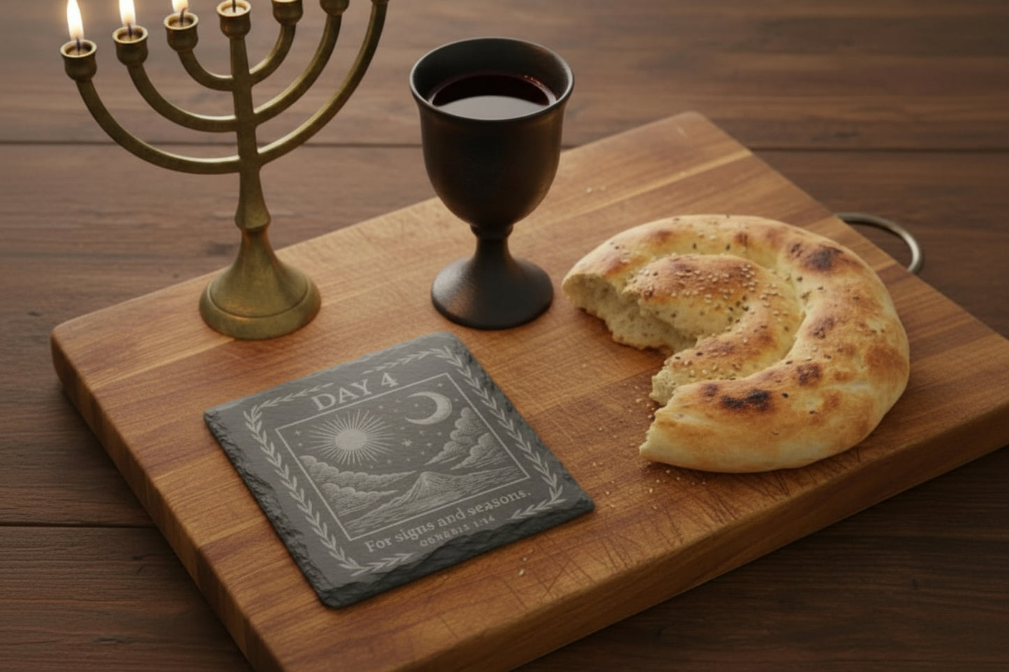 Day 4 Creation slate coaster for signs and seasons