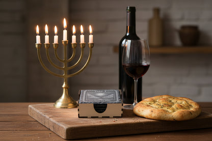 6 Days of Creation slate coaster gift set Genesis 1 with laser-cut holder
