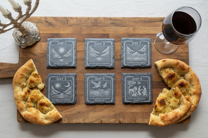 6 Days of Creation slate coaster set Genesis 1