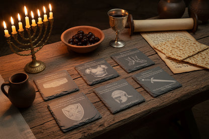 Square full armor of od slate coaster gift set