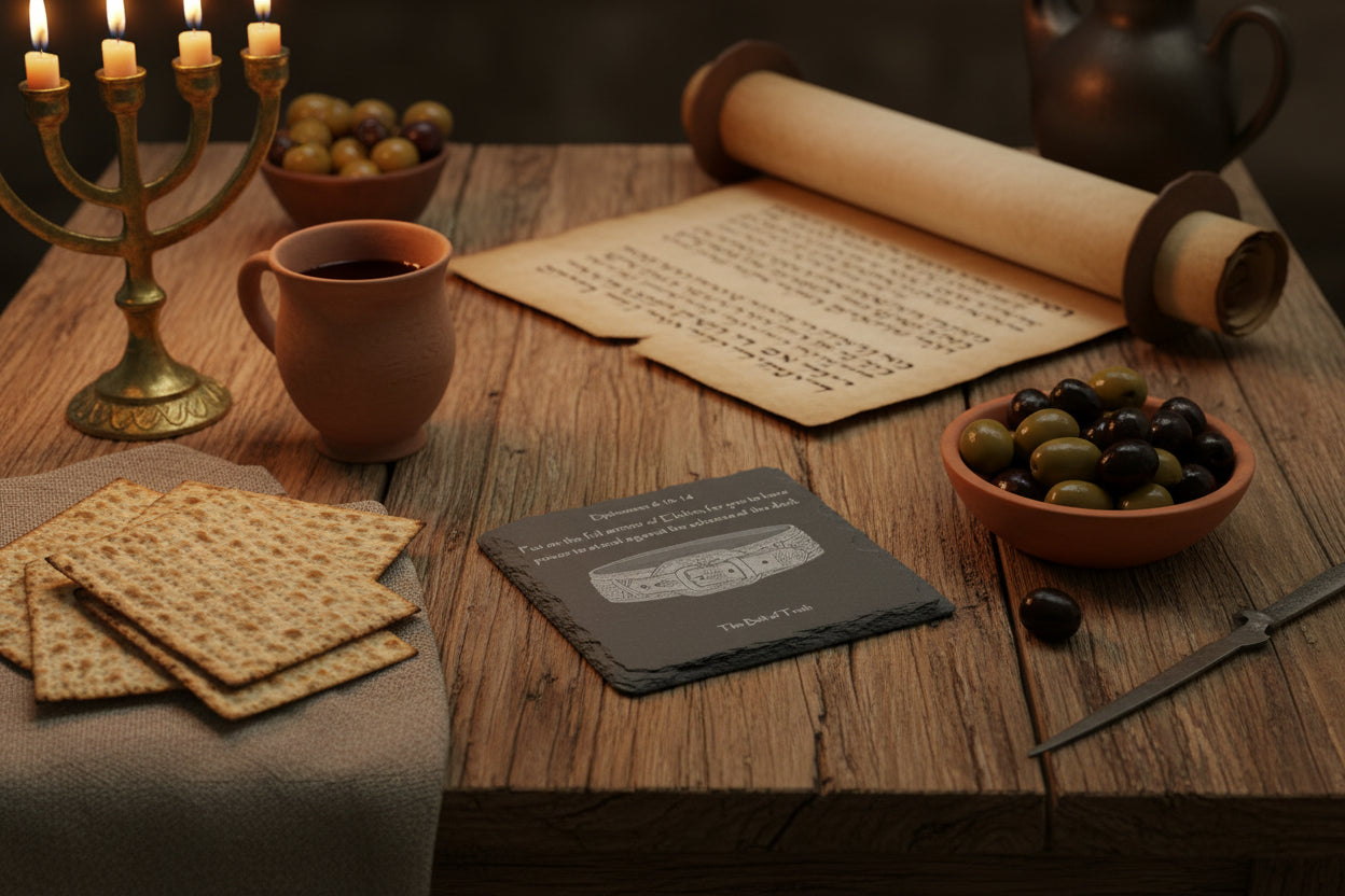 Square Full Armor belt of truth slate coaster