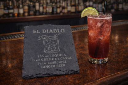 Engraved slate El Diablo tequila coaster