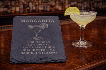 Engraved slate Margarita tequila coaster
