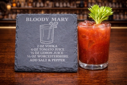 Engraved slate Bloody Mary vodka coaster