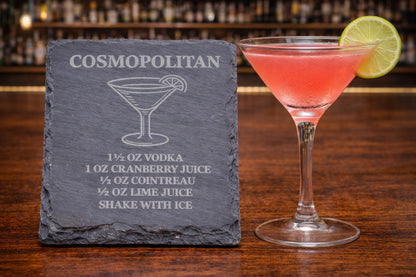 Engraved slate Cosmopolitan vodka coaster
