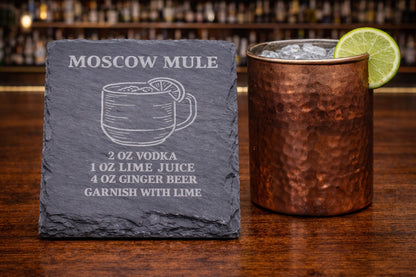 Engraved slate Moscow Mule vodka coaster