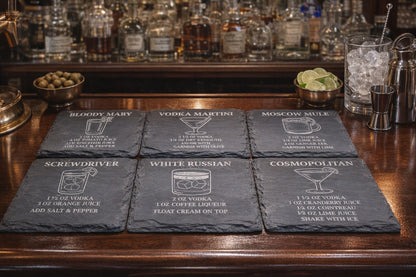 Square slate vodka recipe coaster set of six