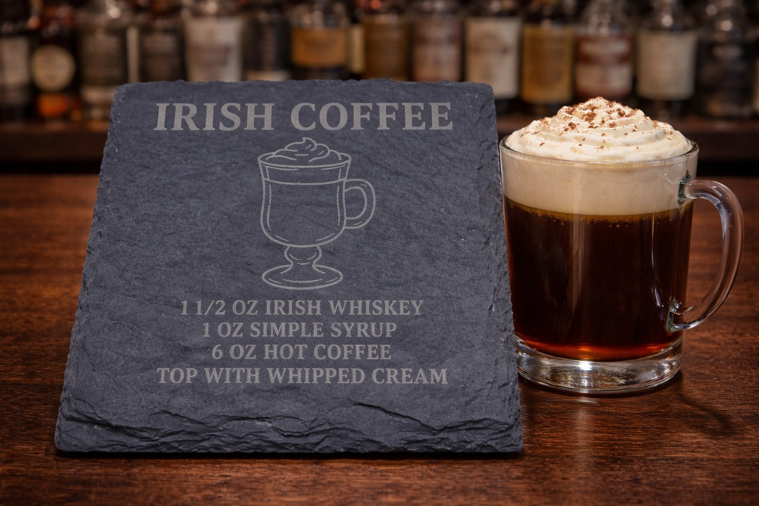 Engraved slate Irish Cream whiskey coaster