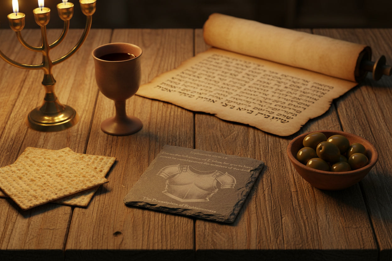 square Full Armor breastplate of righteouness slate coaster
