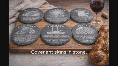 Covenant Signs Slate Coaster Set – Biblical Covenant Symbols (Set of 6)